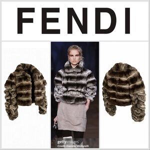 FENDI By KARL LAGERFELD F/W 2008 Chinchilla Jacket Coat Size 40 VINTAGE RARE